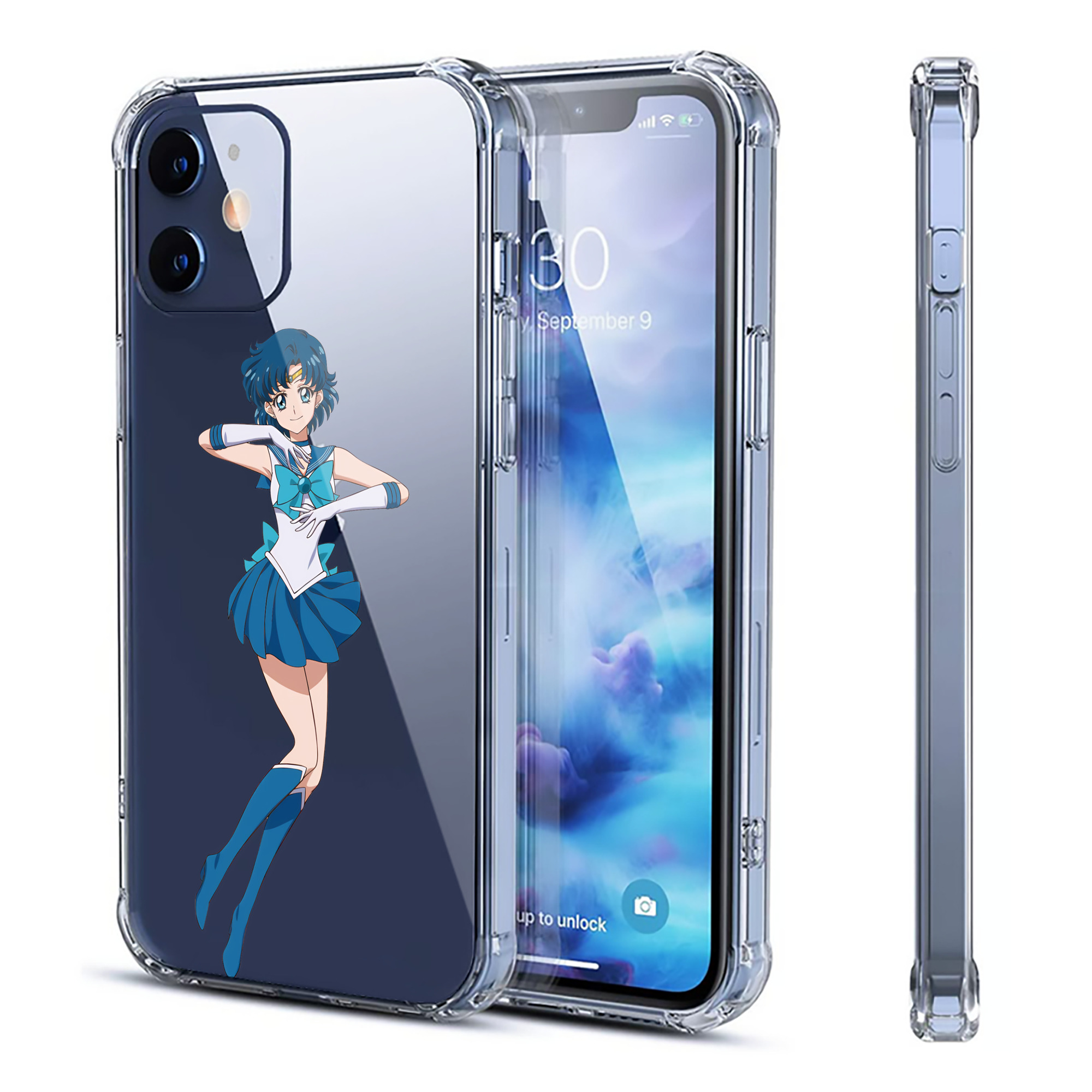 （画像用） 美少女戦士セーラームーン 水野 亜美 みずの あみ Sailor Moon Mizuno Ami 【iPhone 12シリーズ対応】透明スマホケース（クリアソフトケース）
